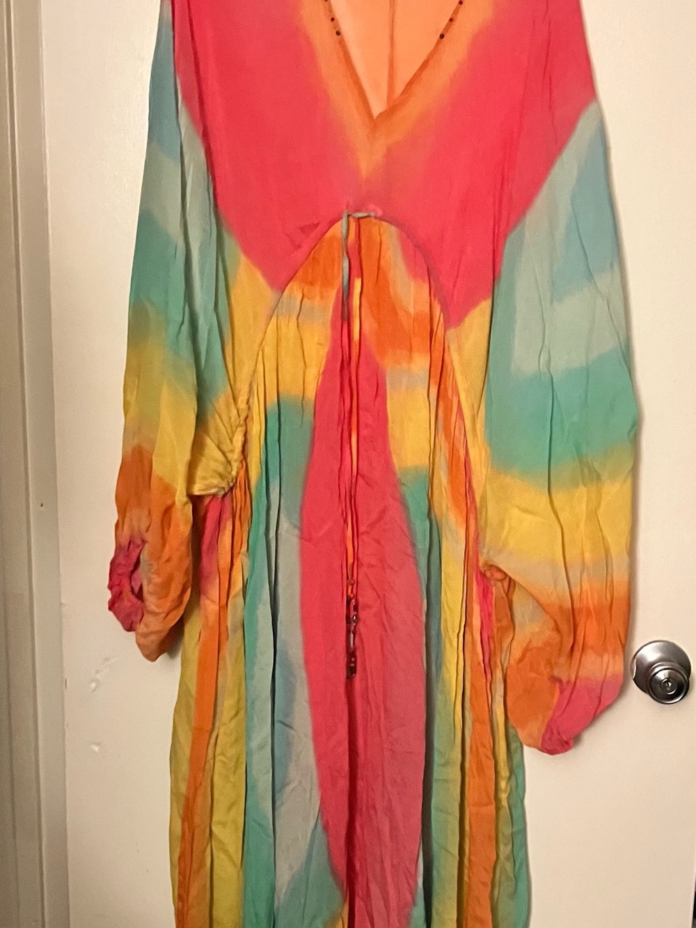 Zara rainbow maxi dress coverup sheer medium large